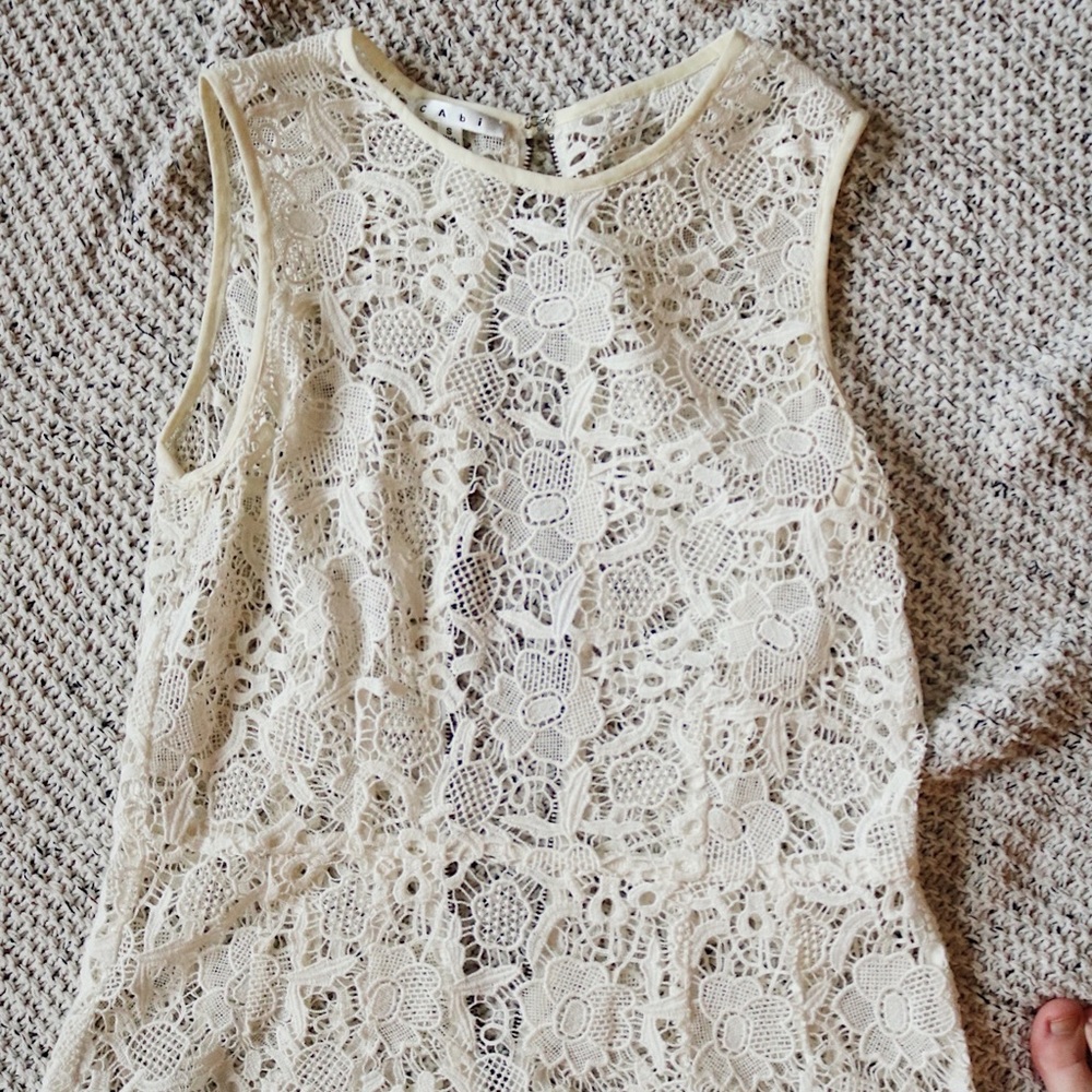 Cabi Lace Shell Top Peplum
